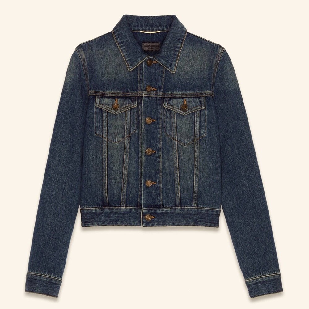 Saint Laurent Classic Denim Jacket in Deep Vintage Blue, size 38 (US 4, Small)